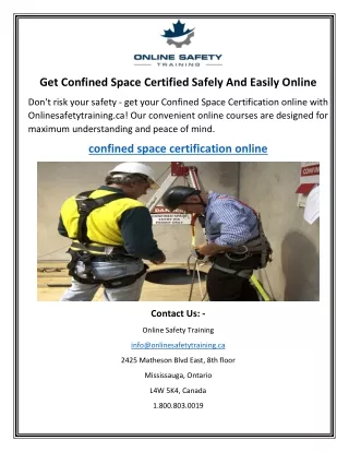 Get Confined Space Certified Safely And Easily Online