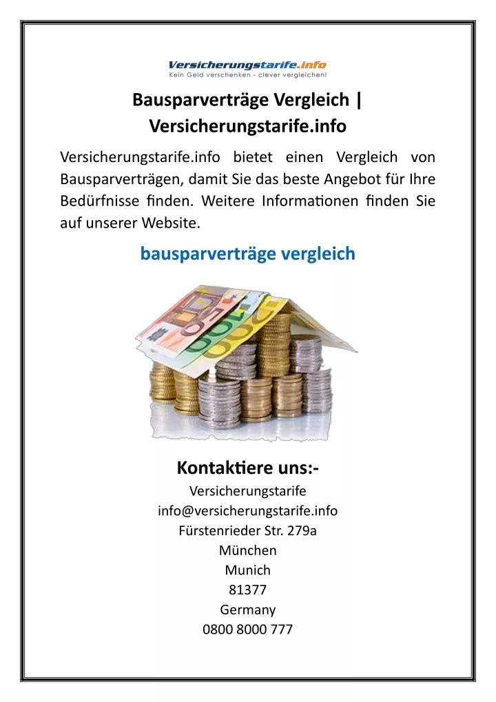 bausparvertr ge vergleich versicherungstarife info