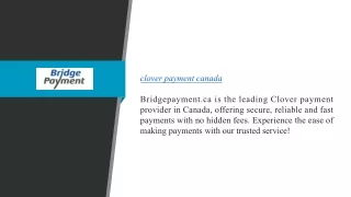 Clover Payment Canada | Bridgepayment.ca