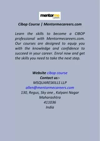 Cibop Course  Mentormecareers.com