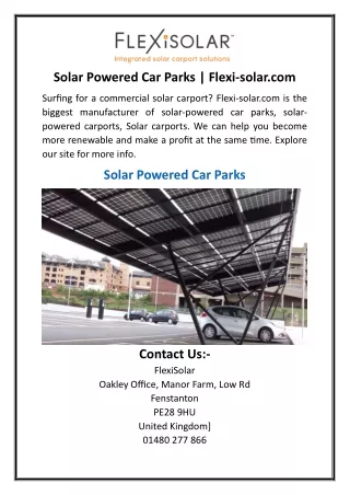 Solar Powered Car Parks  Flexi-solar.com