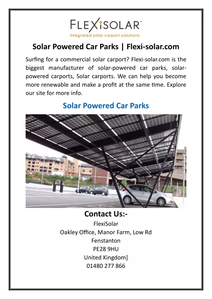 solar powered car parks flexi solar com