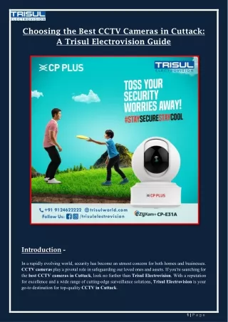 Choosing the Best CCTV Cameras in Cuttack A Trisul Electrovision Guide
