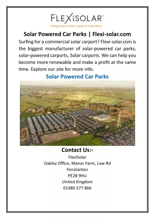 Solar Powered Car Parks  Flexi-solar.com