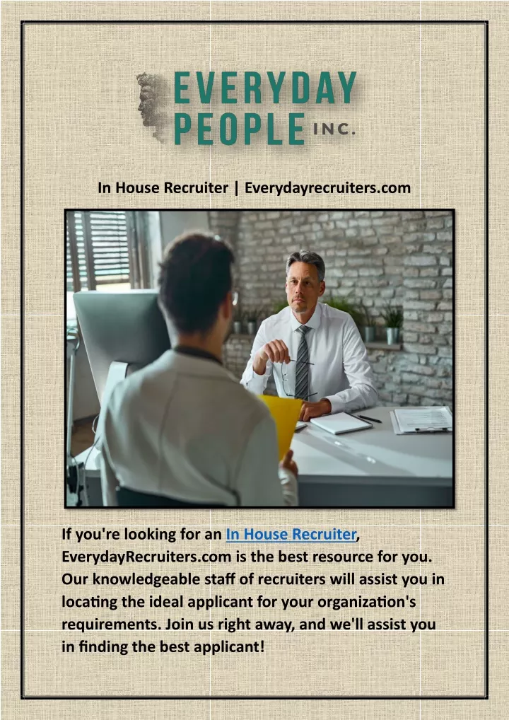 in house recruiter everydayrecruiters com