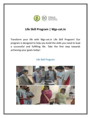 Life Skill Program  Wgs cet in