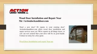 Wood Door Installation and Repair Near Me - Actionlockanddoor