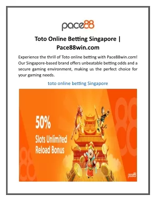Toto Online Betting Singapore