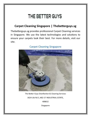 Carpet Cleaning Singapore Thebetterguys.sg