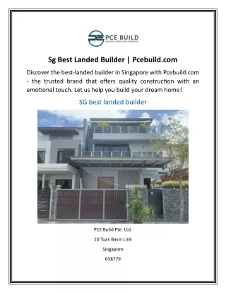 Sg Best Landed Builder  Pcebuild.com