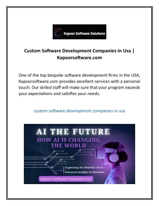 Custom Software Development Companies In Usa  Kapoorsoftware com