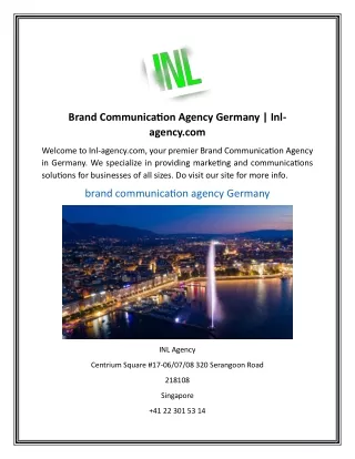 Brand Communication Agency Germany  Inl-agency.com