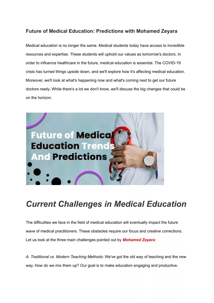 future of medical education predictions with