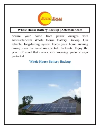 whole house battery backup aztecsolar com