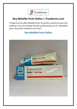 Buy Melalite Forte Online  Truedermo.com