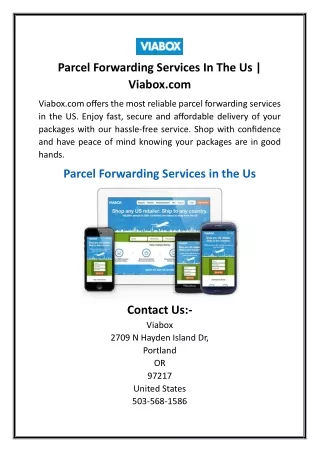 Parcel Forwarding Services In The Us  Viabox.com