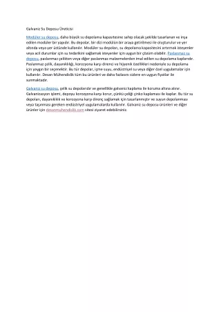 galvaniz su deposu reticisi