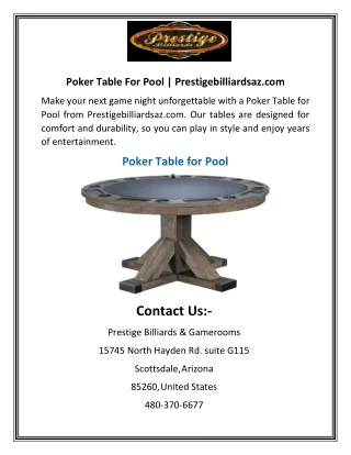 Poker Table For Pool