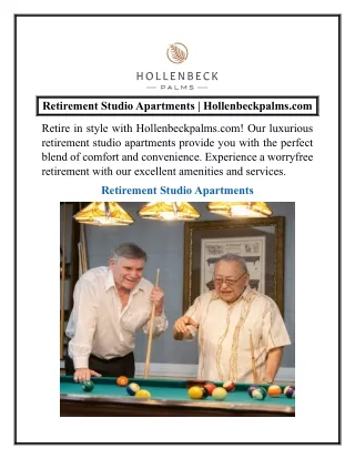 retirement studio apartments hollenbeckpalms com