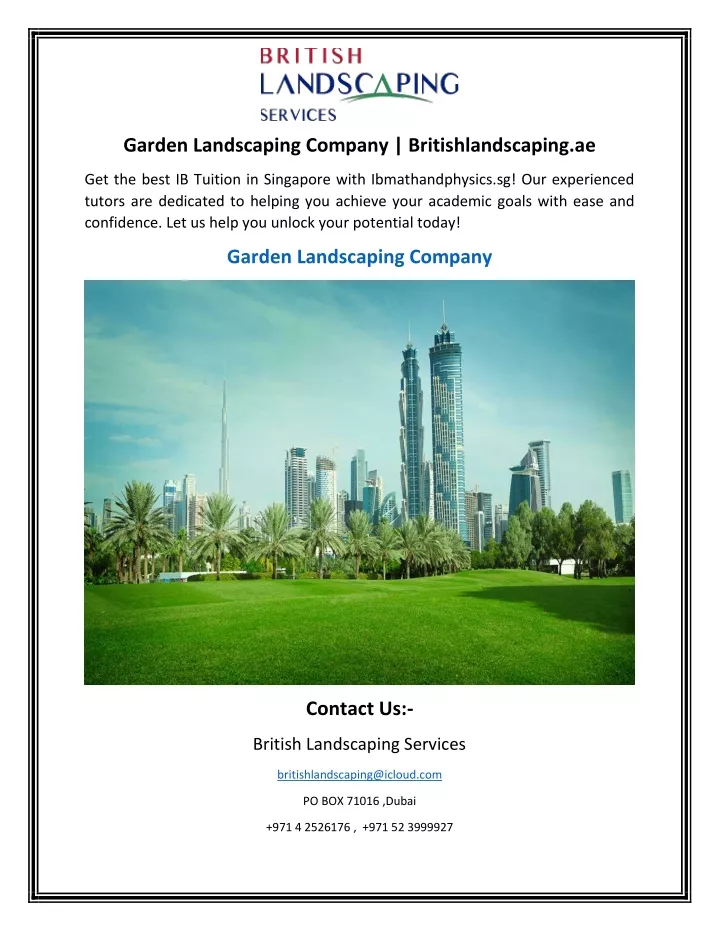 garden landscaping company britishlandscaping ae