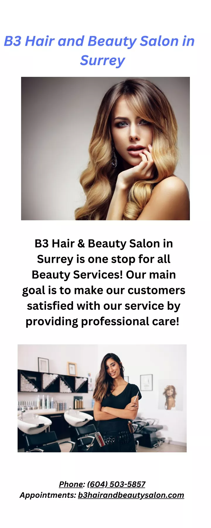 b3 hair and beauty salon in surrey