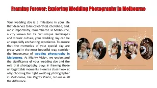 Framing Forever Exploring Wedding Photography in Melbourne