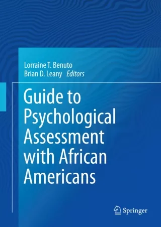 DOWNLOAD/PDF Guide to Psychological Assessment with African Americans
