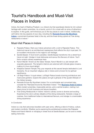 tourist s handbook and must visit places in indore