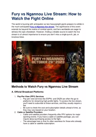fury vs ngannou live stream how to watch