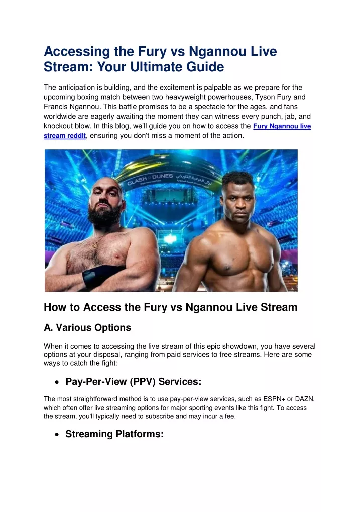 accessing the fury vs ngannou live stream your