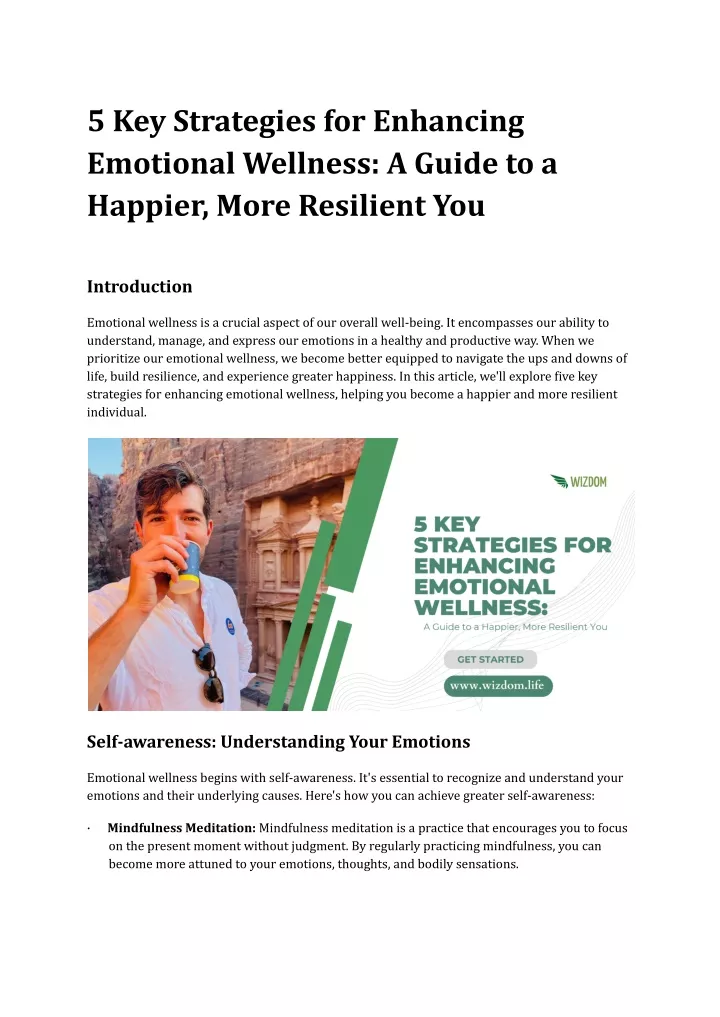5 key strategies for enhancing emotional wellness