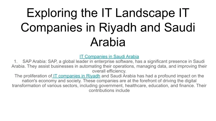 exploring the it landscape it companies in riyadh