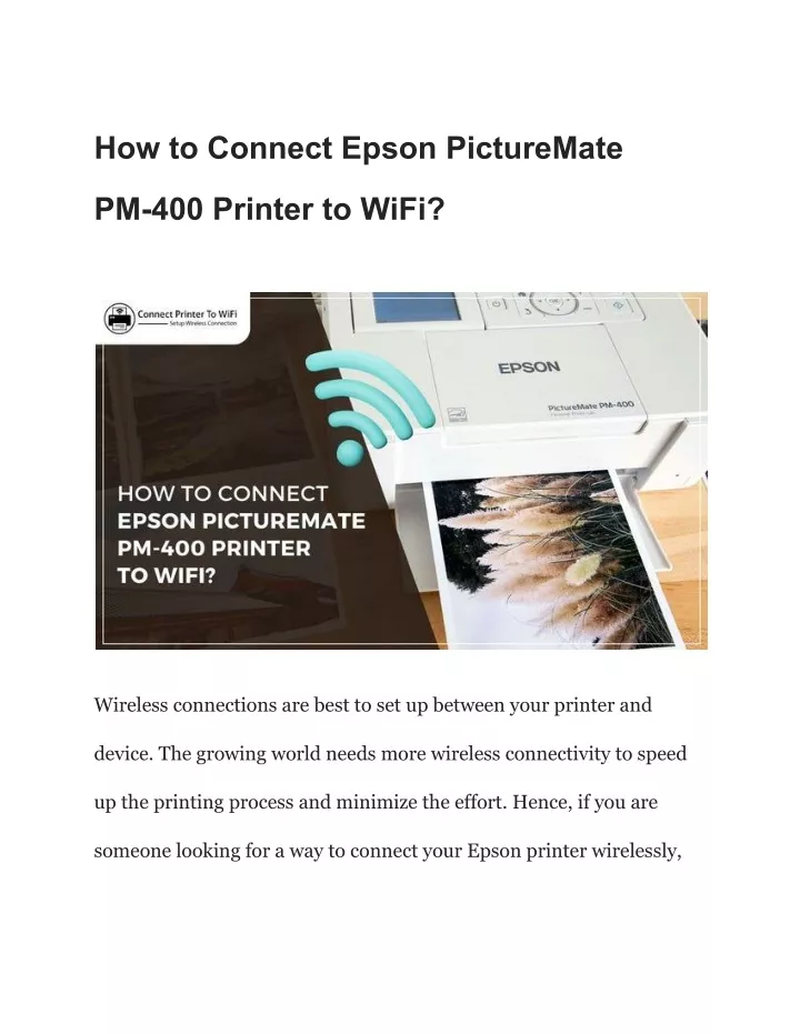 how to connect epson picturemate