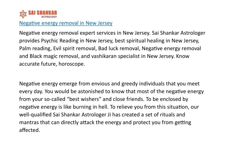 negative energy removal in new jersey