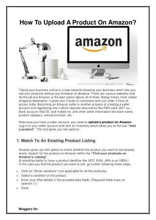 How To Upload A Product On Amazon