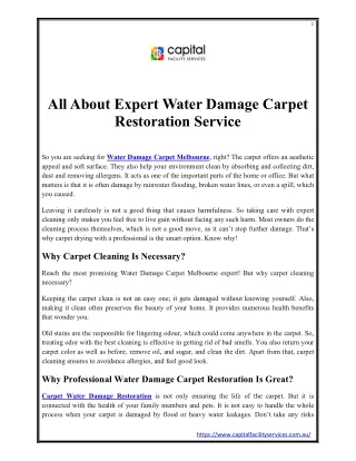 All About Expert Water Damage Carpet Restoration Service