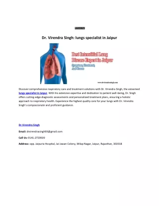lungs specialist in Jaipur