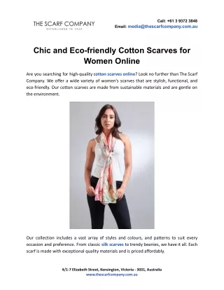 Chic and Eco-friendly Cotton Scarves for Women Online