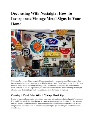 How To Incorporate Vintage Metal Signs In Your Home