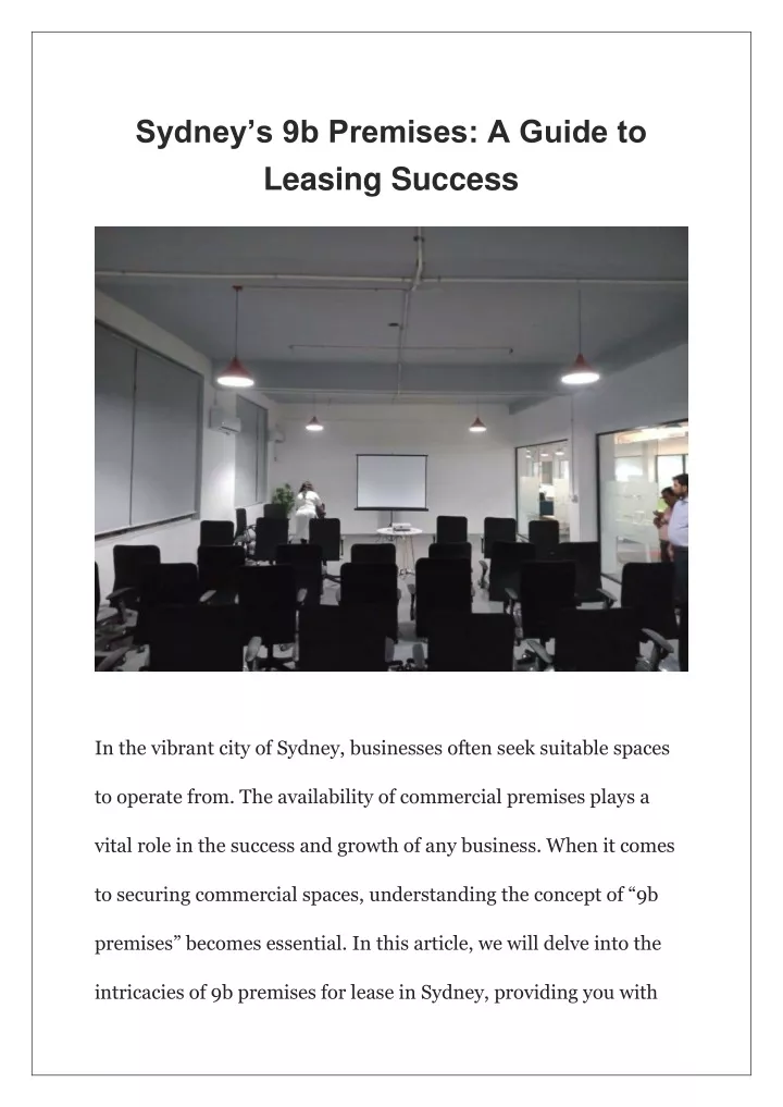 sydney s 9b premises a guide to leasing success