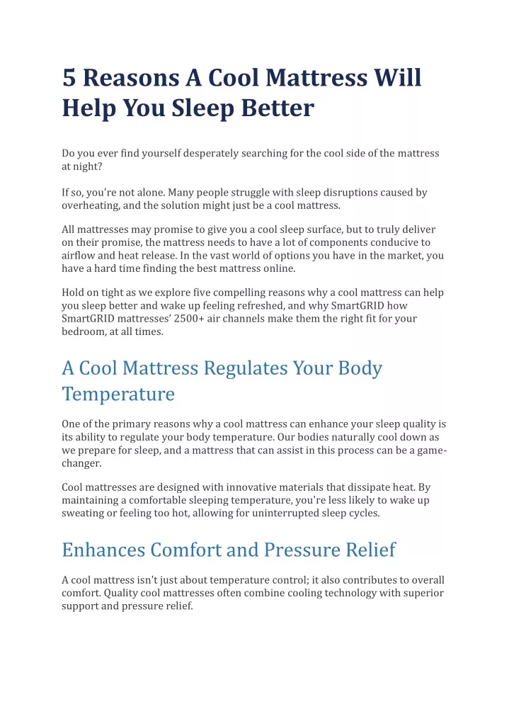 5 reasons a cool mattress will help you sleep