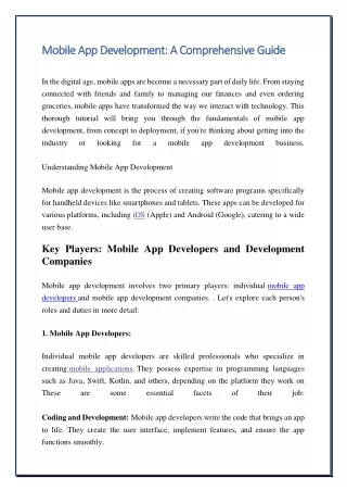 Mobile App Development: A Comprehensive Guide