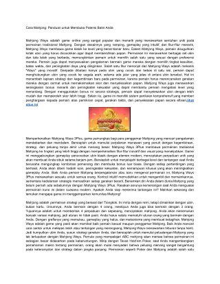 cara mahjong panduan untuk membuka potensi batin