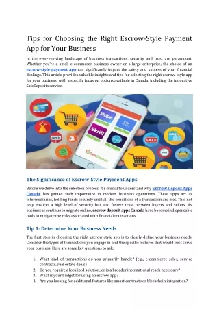 tips for choosing the right escrow style payment