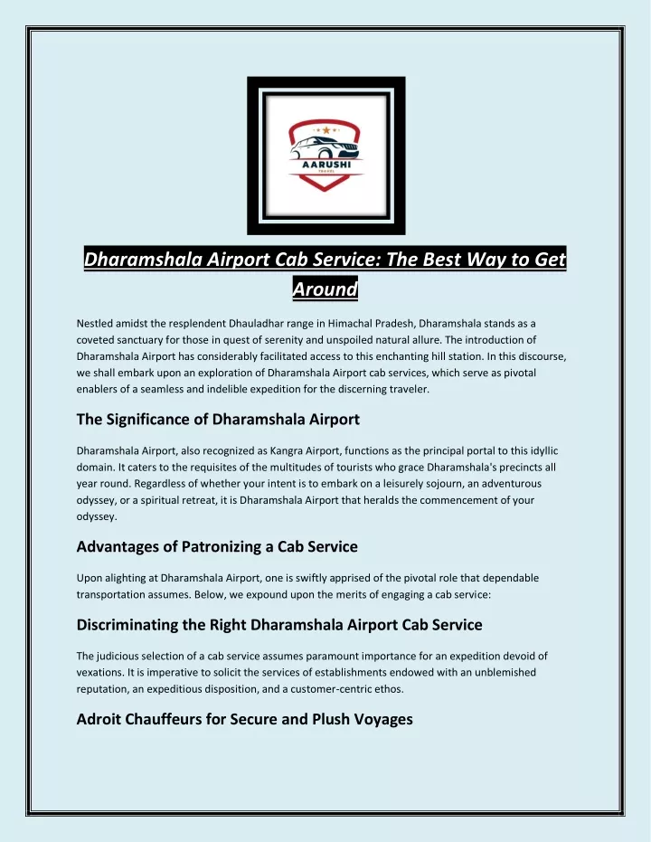 dharamshala airport cab service the best