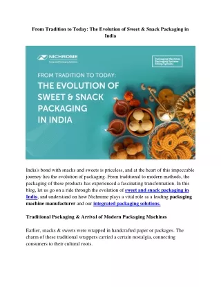 From Tradition to Today The Evolution of Sweet & Snack Packaging in India