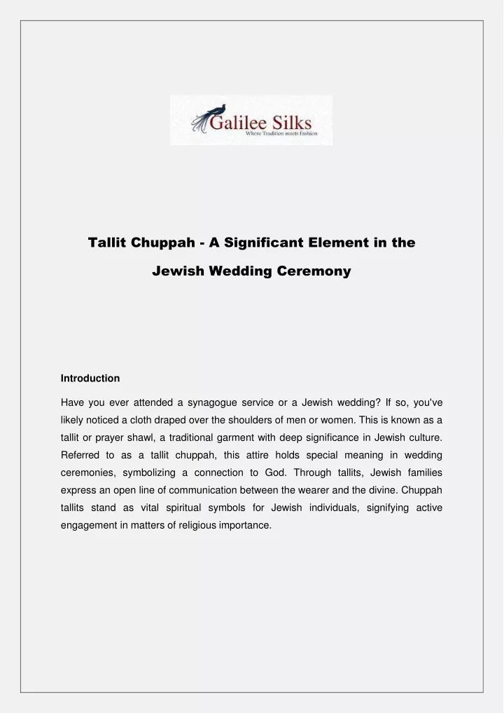 tallit chuppah a significant element in the