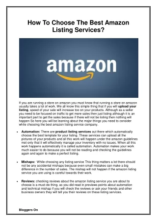 How To Choose The Best Amazon Listing Services