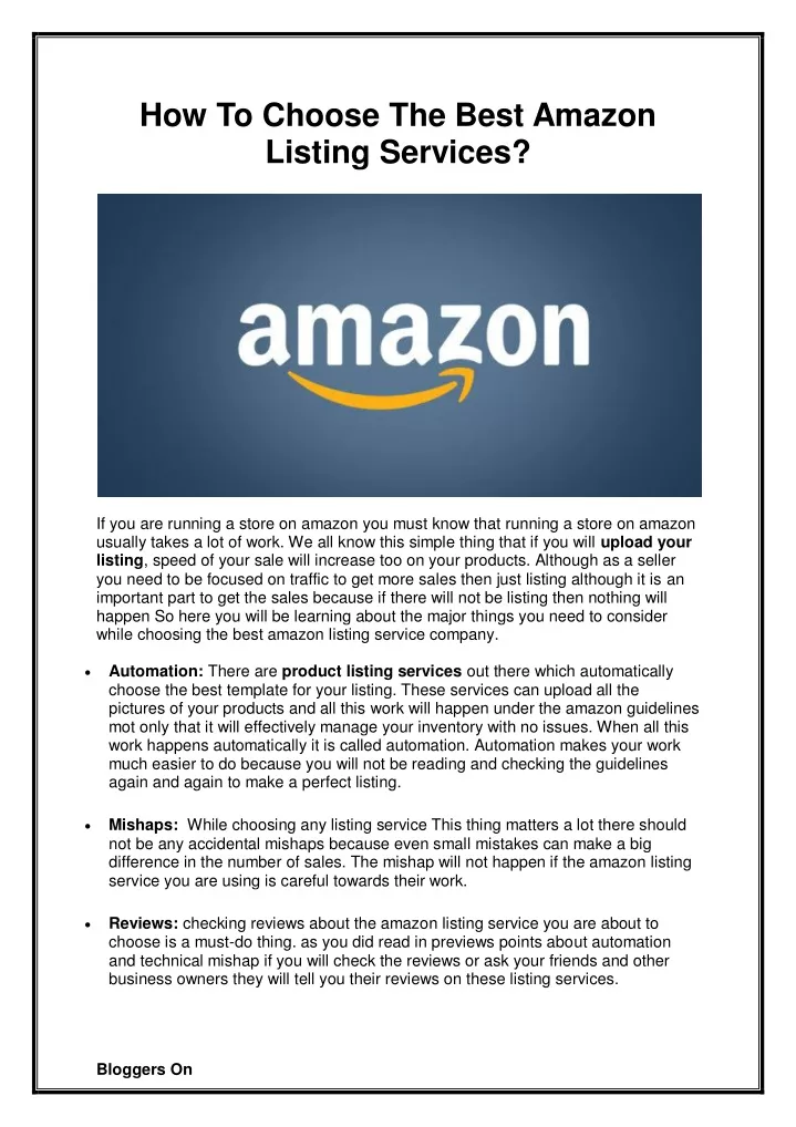 how to choose the best amazon listing services