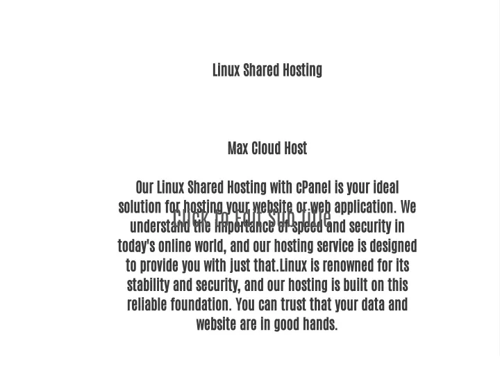 linux shared hosting max cloud host